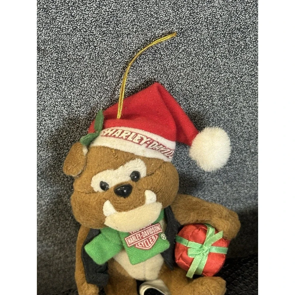 Harley Davidson Motorcycle Plush Bull Dog Christmas Tree‎ Ornament 1999